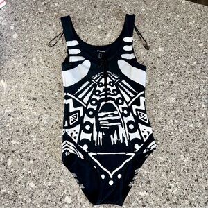 Insight l Black with White Design Bodysuit l Women's Size US 2